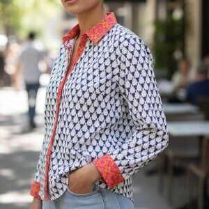 French Curve 100% Cotton Button Down Shirt M #180C